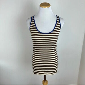 Tory Burch 100% Wool Striped Tank Top Cream Brown Size XS